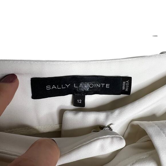 Sally LaPointe White Matte Crepe Belted Pant - Picture 9 of 9